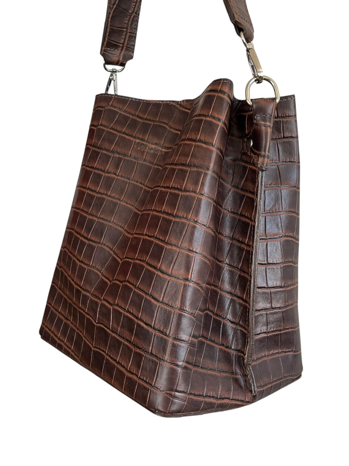 Cartera de Cuero ERICA croco cafe 1