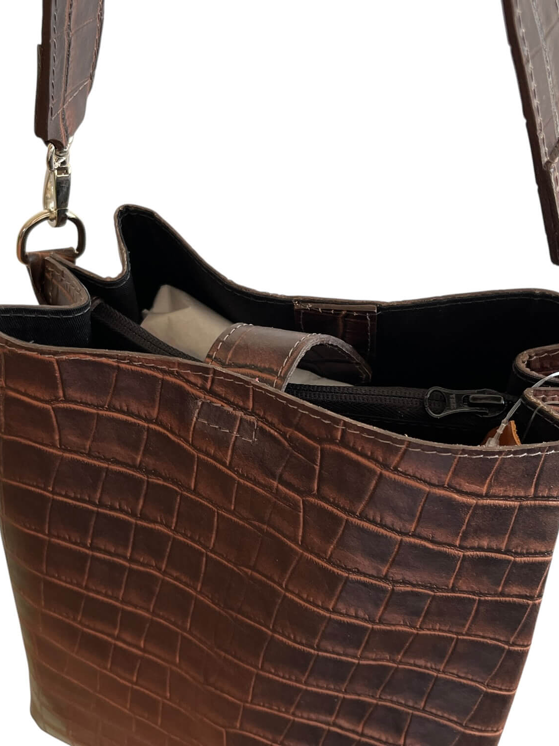 Cartera de Cuero ERICA croco cafe 5