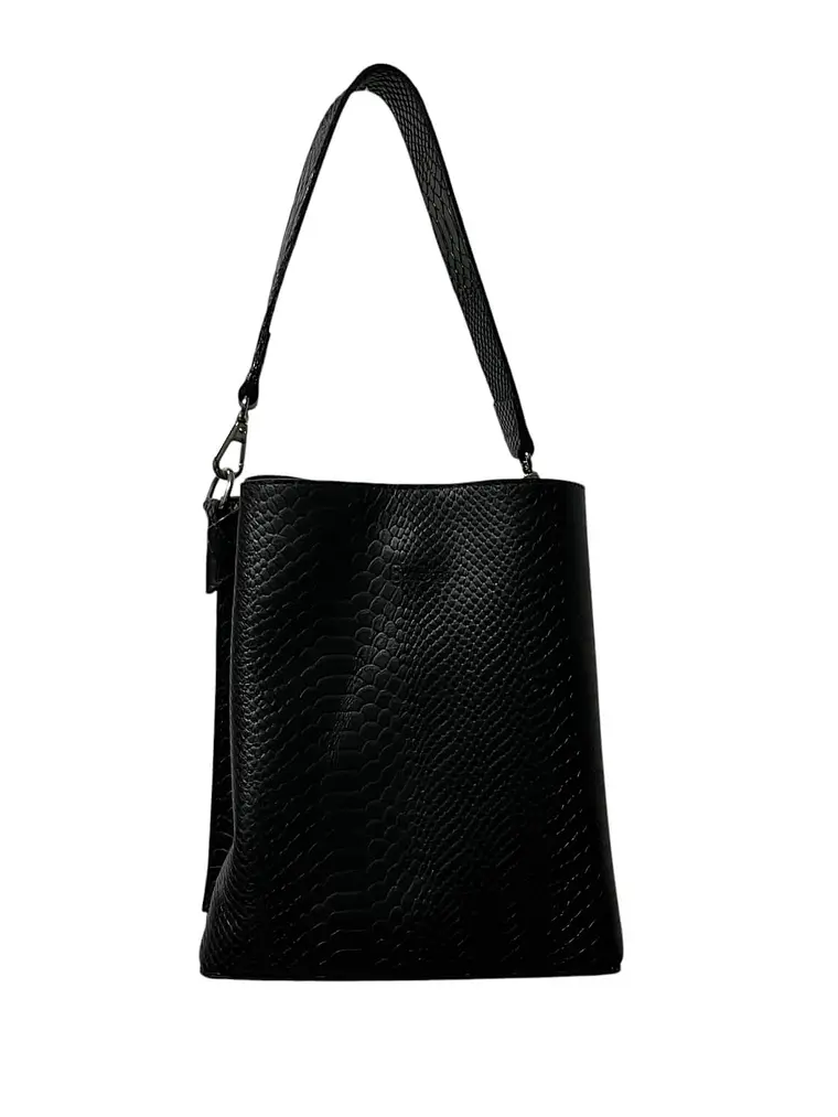 Cartera de Cuero ERICA negro croco 1