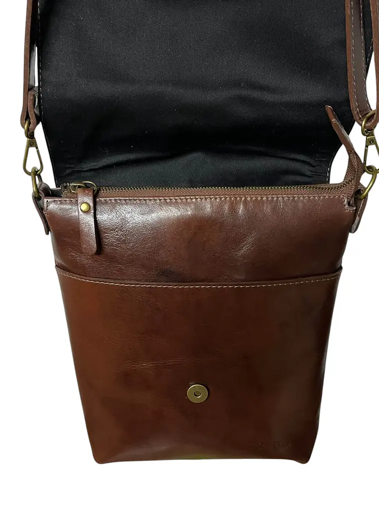 Morral de cuero YANIS castaño 5