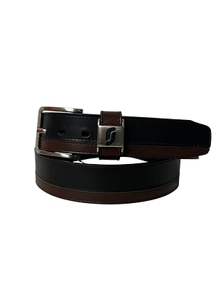 Cinturón de cuero WILLIAM  negro-choco