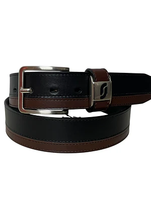 Cinturón de cuero WILLIAM  negro-choco