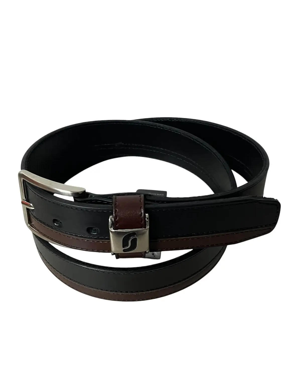 Cinturón de cuero WILLIAM  negro-choco 3