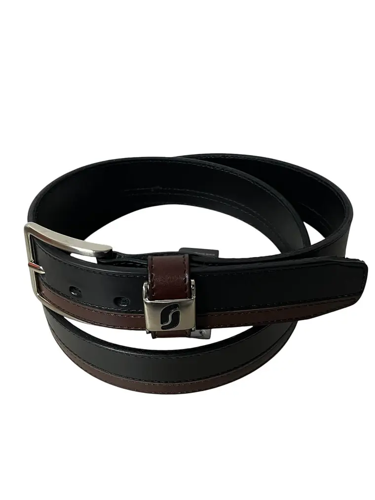Cinturón de cuero WILLIAM  negro-choco 3