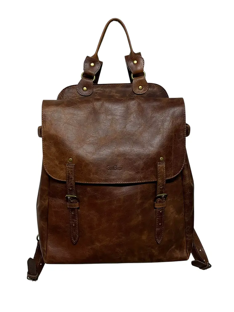 Mochila de Cuero PEDRO PABLO almendra 1