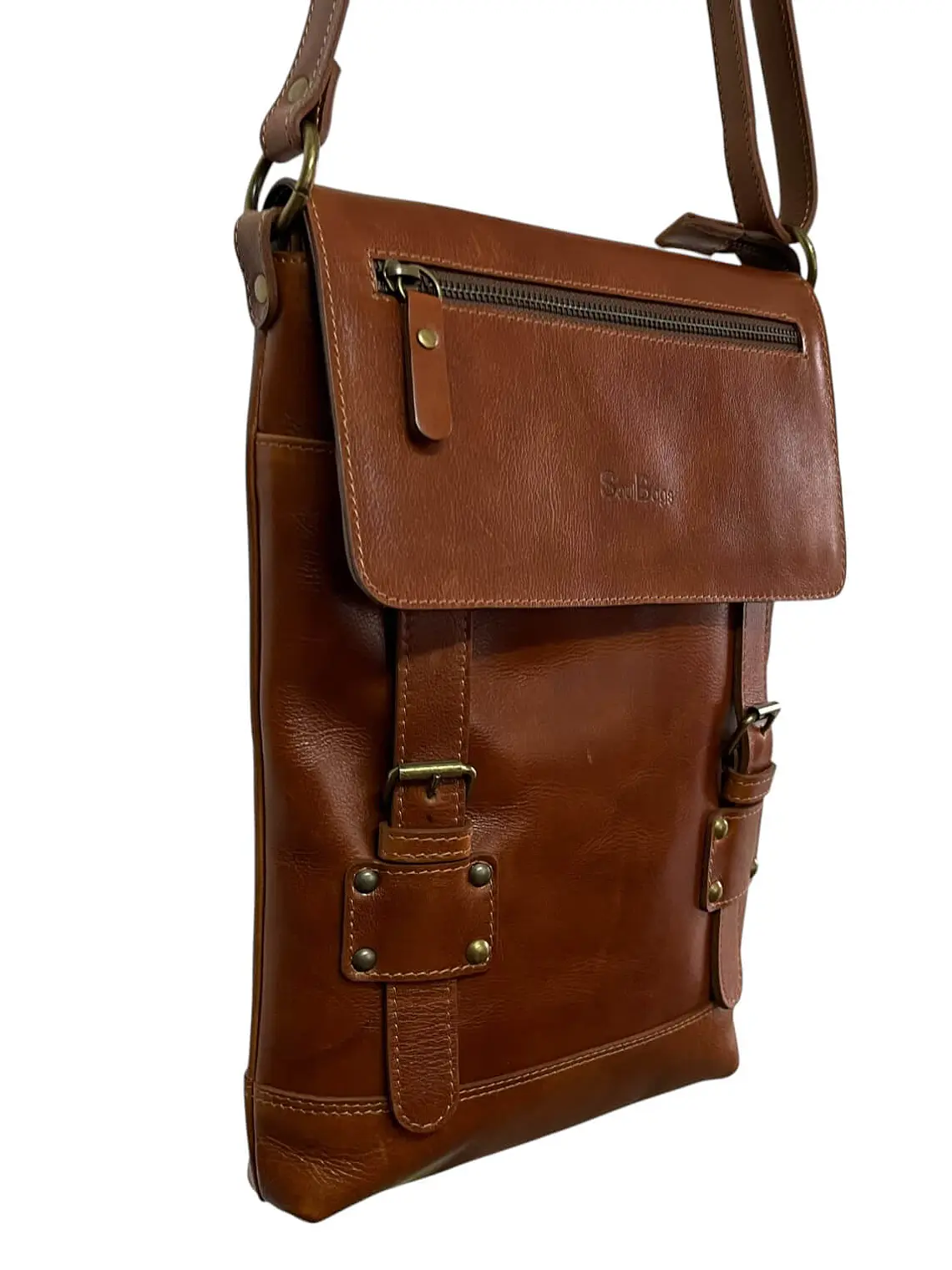 Morral de Cuero LUCIA curry 3