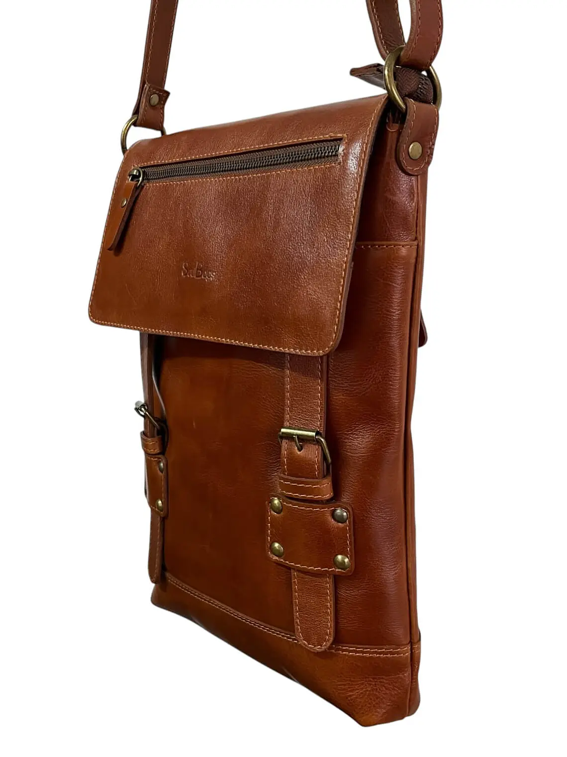 Morral de Cuero LUCIA curry 4