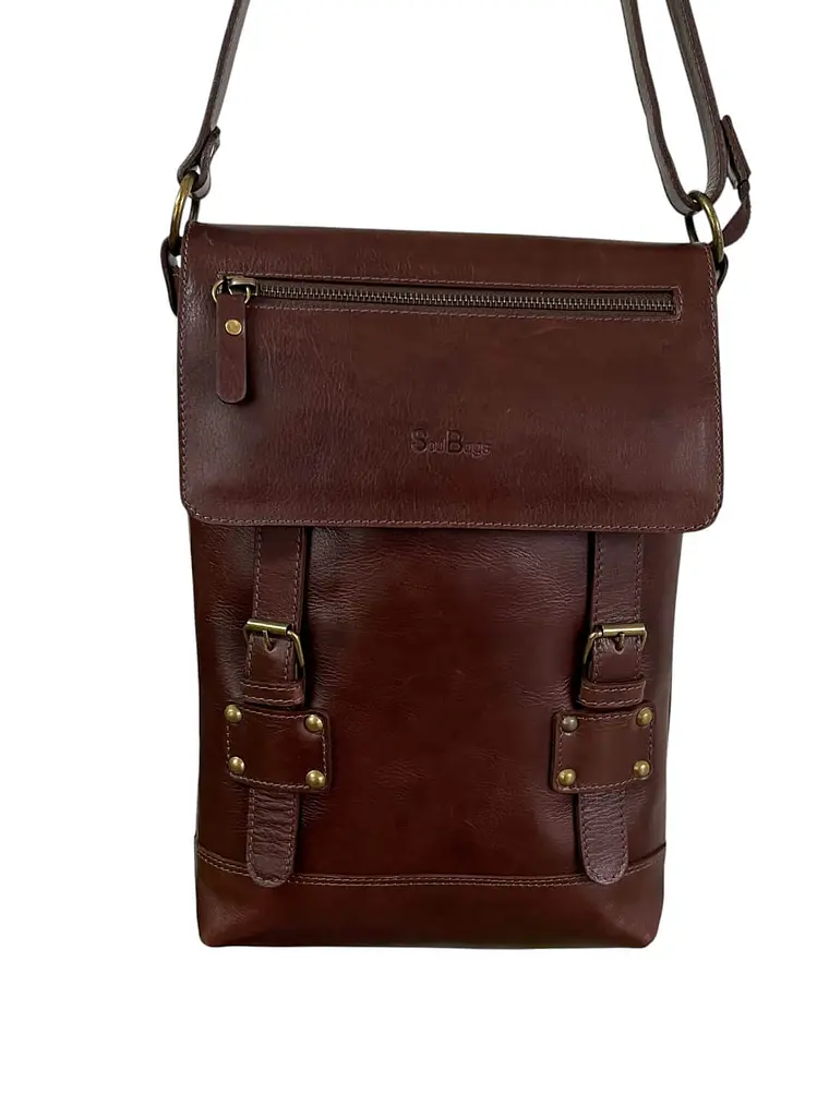 Morral de Cuero LUCIA castagno 2