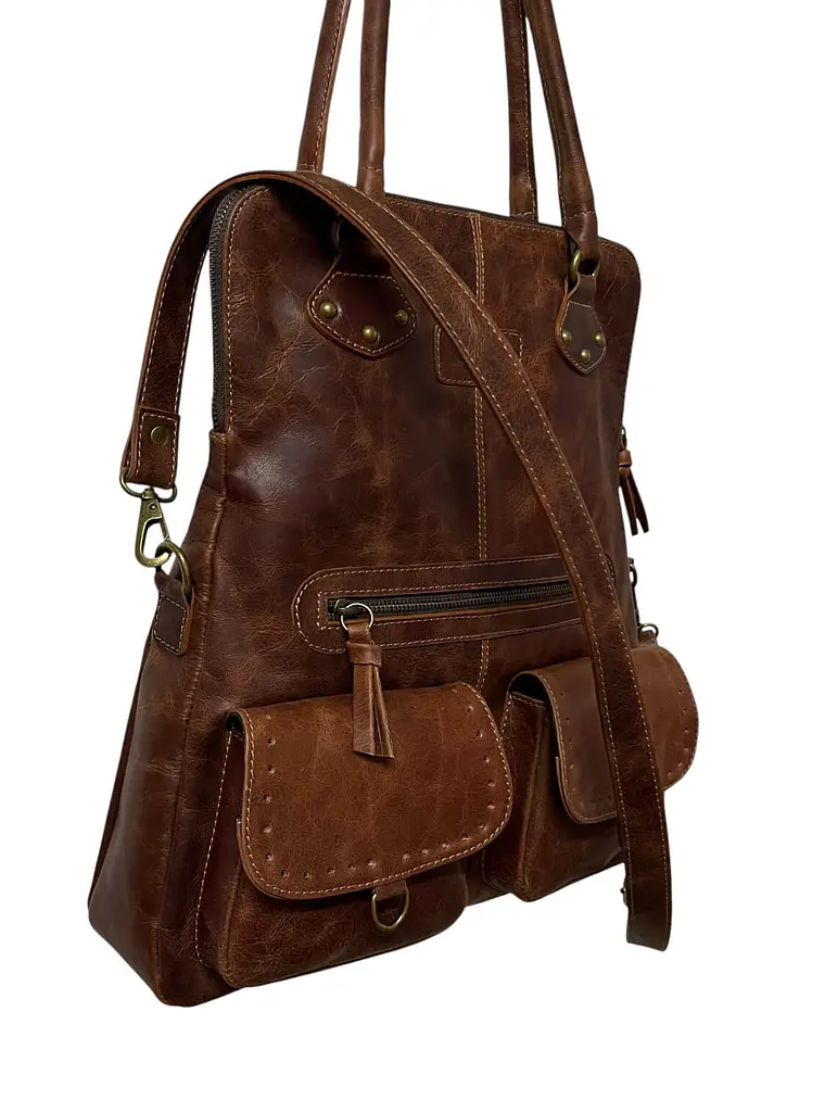 Cartera de Cuero HAYDEE almendra 2