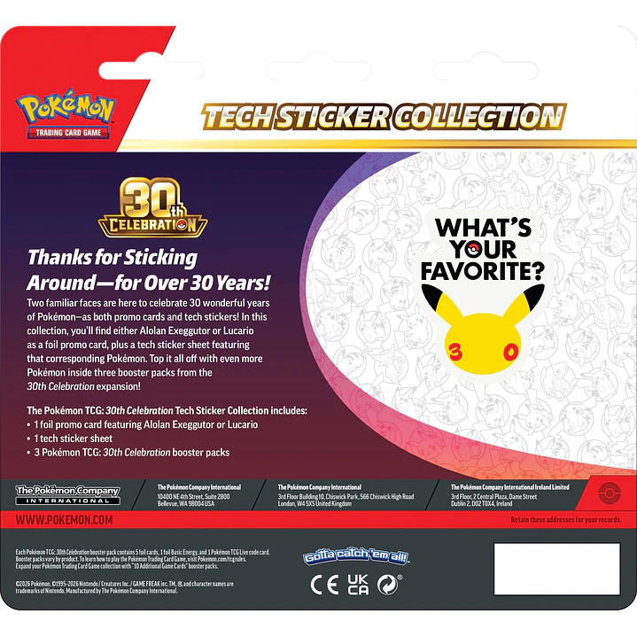 Pokémon TCG: 30th Celebration – Tech Sticker Collection 3