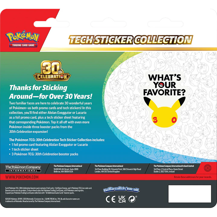 Pokémon TCG: 30th Celebration – Tech Sticker Collection 4