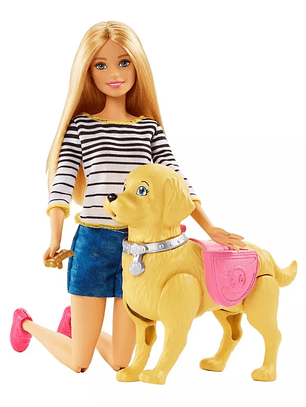 Muñeca Barbie Paseo de Perrito 