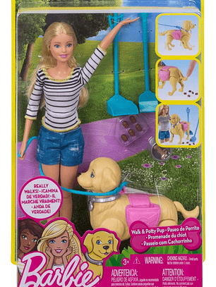 Muñeca Barbie Paseo de Perrito 