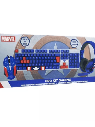 KIT DISNEY GAMER TECLADO MOUSE AUDIFONOS CAPITAN AMERICA INFANTIL