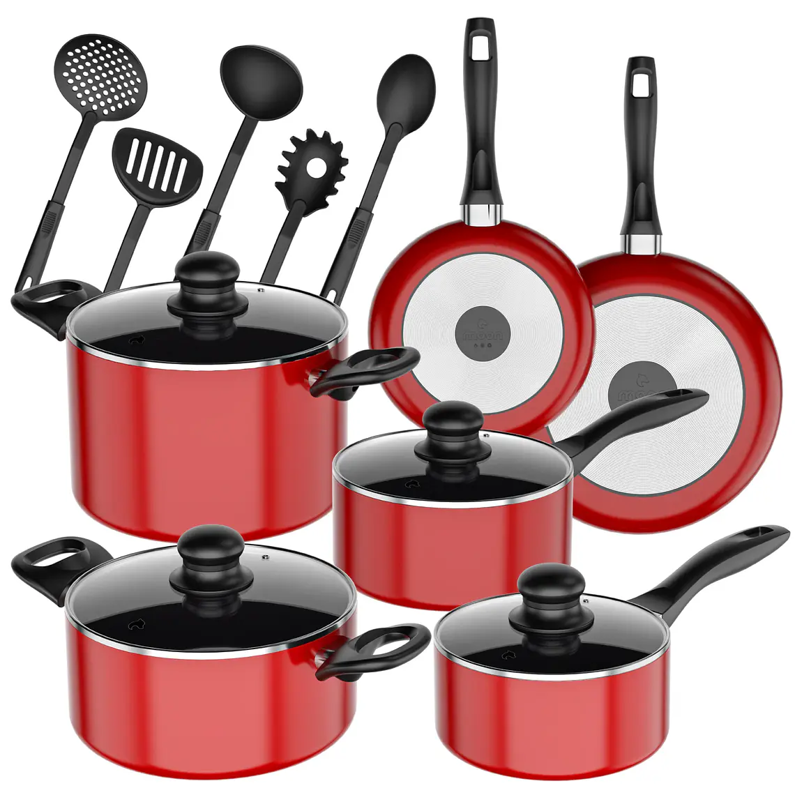 Batería de Cocina 15 Piezas Omni Red Aluminio Antiadherente 1