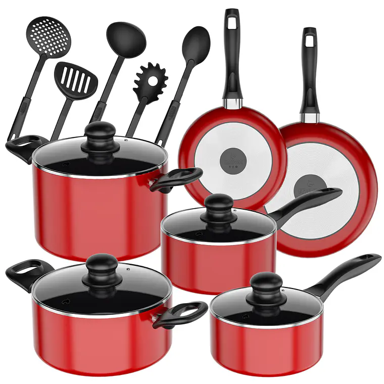 Batería de Cocina 15 Piezas Omni Red Aluminio Antiadherente 1