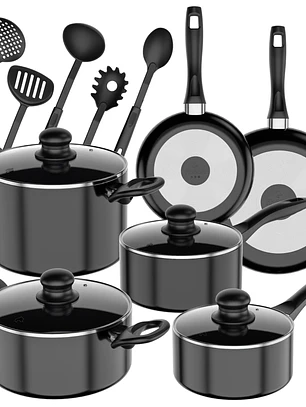 Batería de Cocina 15 Piezas Omni Black Aluminio Antiadherente