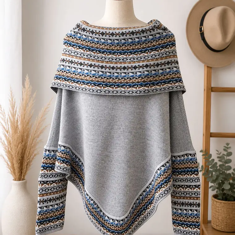 Poncho de Mujer Gris Claro Talla M 1