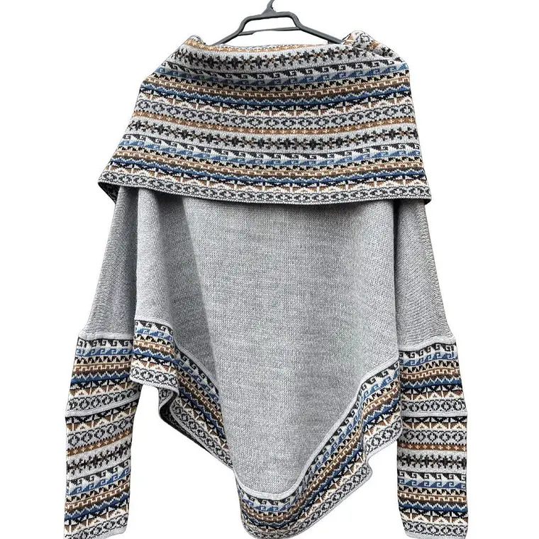 Poncho de Mujer Gris Claro Talla M 2