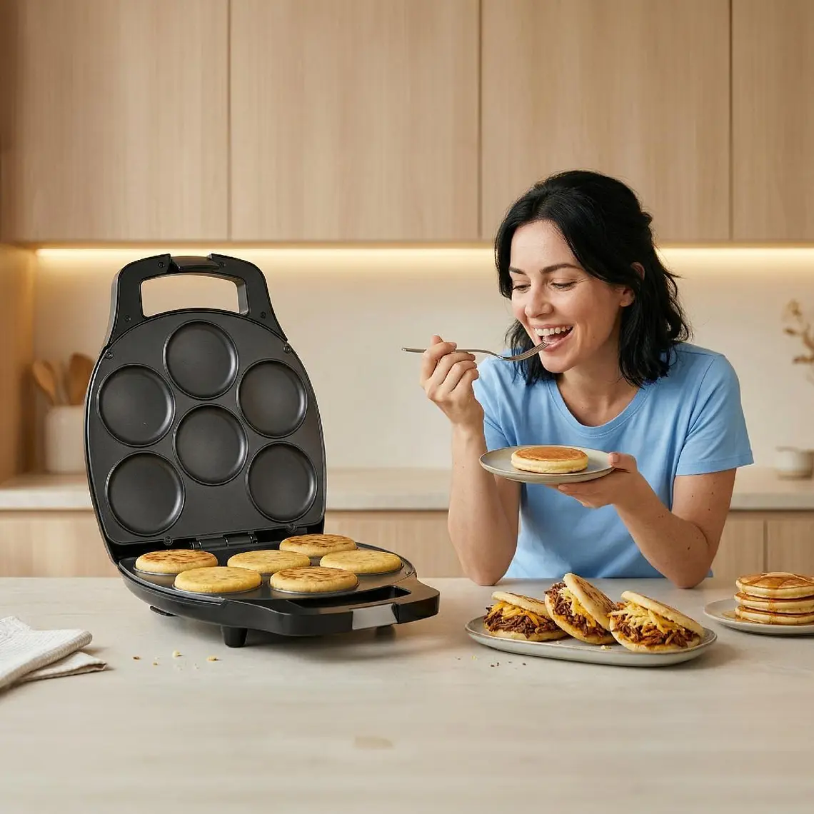 Máquina de Arepas y Panqueques Antiadherente - Gourmet Press 6 en 1 6