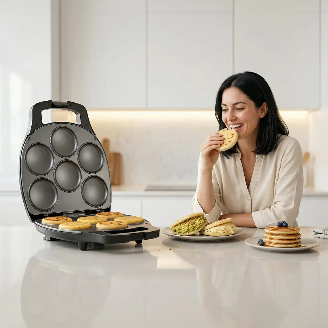 Máquina de Arepas y Panqueques Antiadherente - Gourmet Press 6 en 1 7