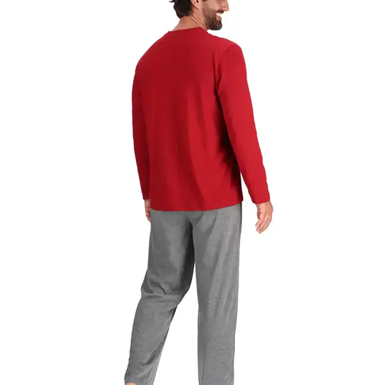Pijama Largo Hombre Algodón Burdeo Talla L MOTA 3