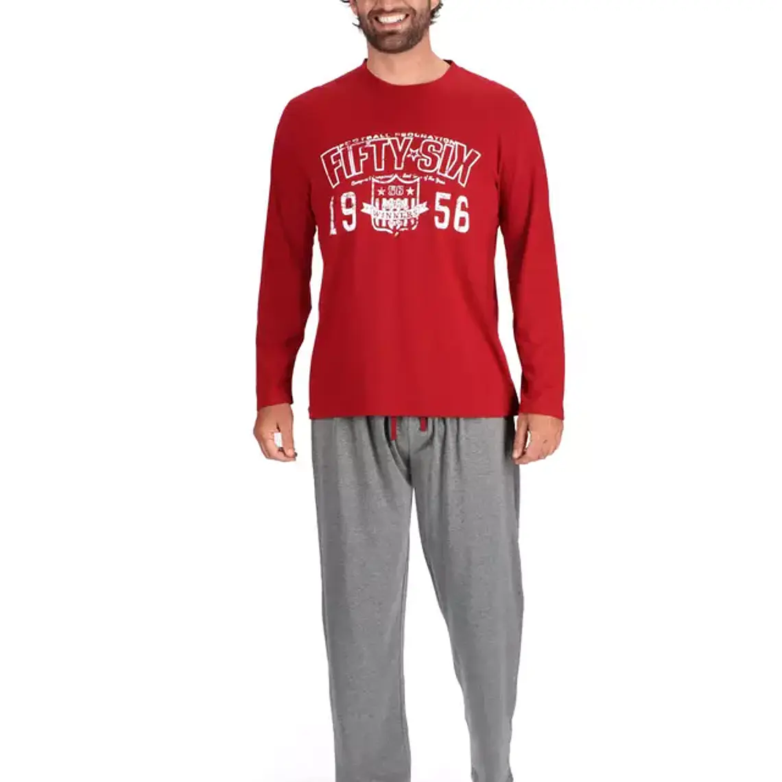 Pijama Largo Hombre Algodón Burdeo Talla L MOTA 1