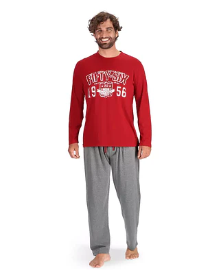 Pijama Largo Hombre Algodón Burdeo Talla L MOTA