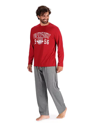 Pijama Largo Hombre Algodón Burdeo Talla L MOTA
