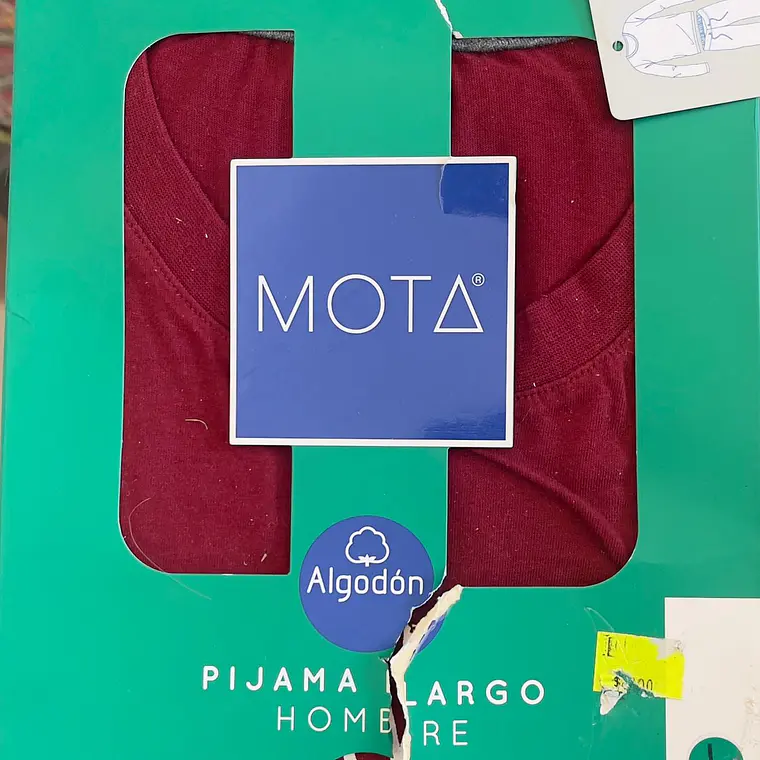 Pijama Largo Hombre Algodón Burdeo Talla L MOTA 4