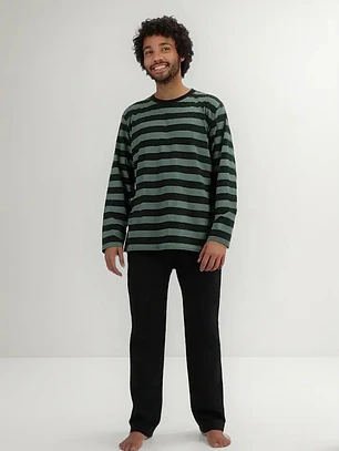 Pijama Largo Algodón Negro Talla M - L I Mota 