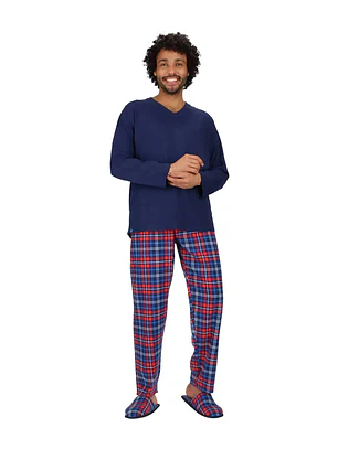 Pijama Algodón + Pantuflas Mota Talla L - XL