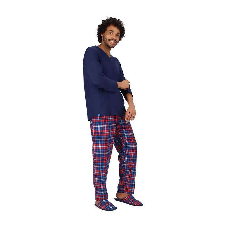 Pijama Algodón + Pantuflas Mota Talla L - XL 3