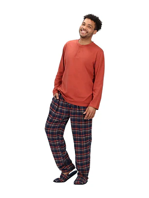 Pijama Largo Algodón + Pantuflas Terracota Talla L - XL Mota