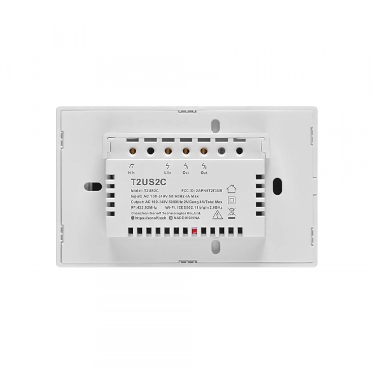 Interruptor de Pared Sonoff de 2 Canales WiFi + RF (Sonoff)  3