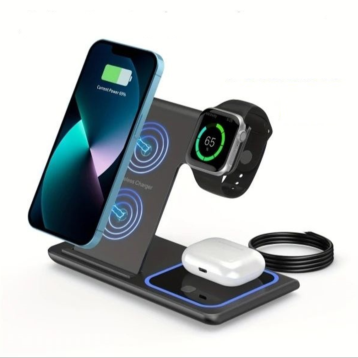 Cargador Inalambrico Estacion 3x1 Rapida Para iPhone 1
