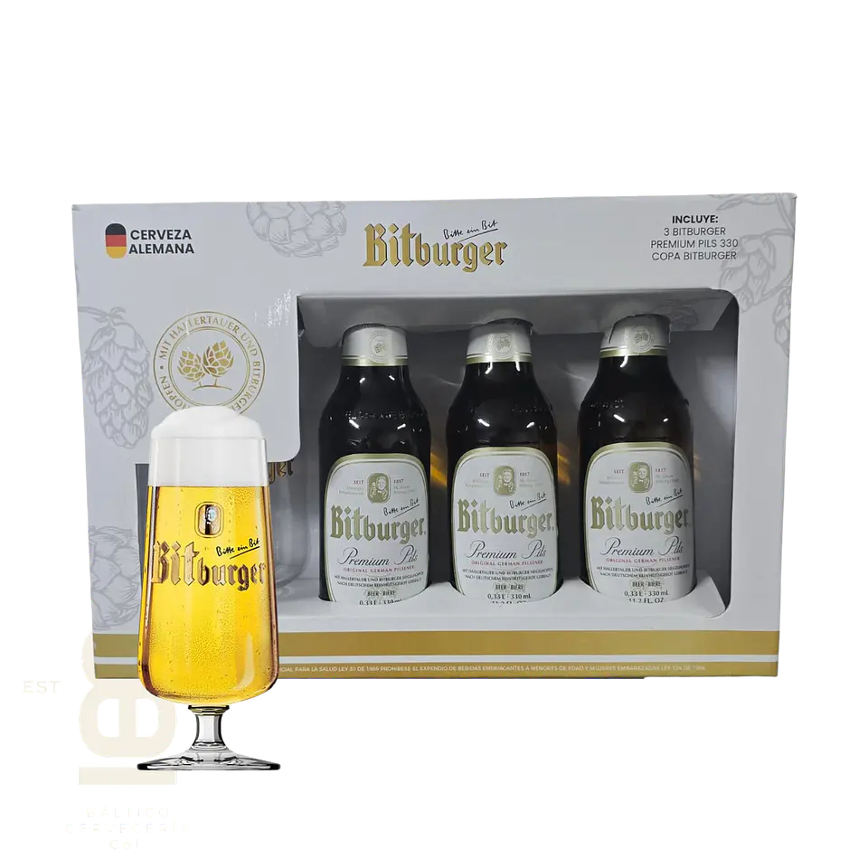 Tripack Bitburger 330ml + vaso 1