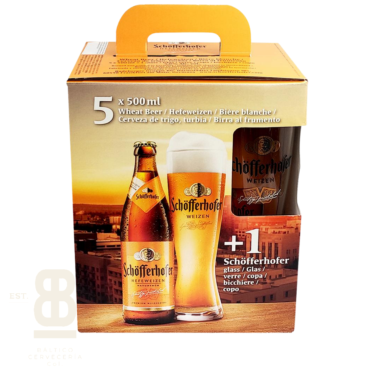 Pack Schofferhofer Hefeweizen 5 unidades + Vaso 1