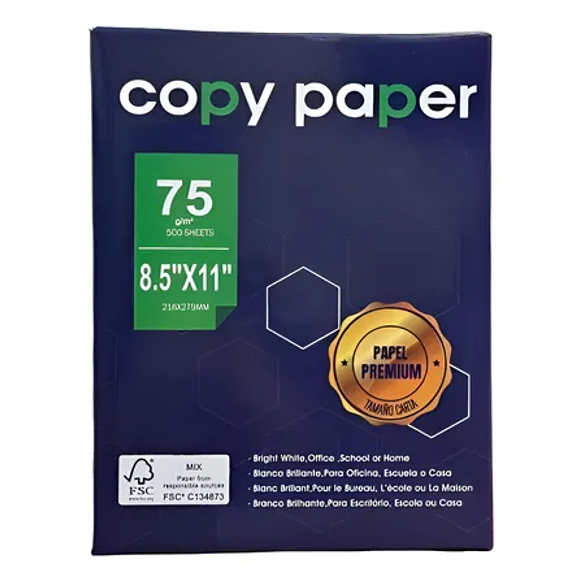 Resma De Papel Tamaño Carta 75gr Extra blanco 500 hojas 1