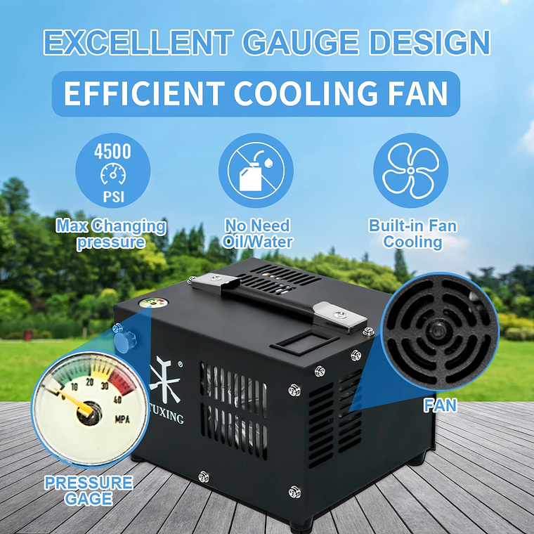Compressor Portatil PCP  4500Psi  12V / 220V No necesita Agua ni aceite 3