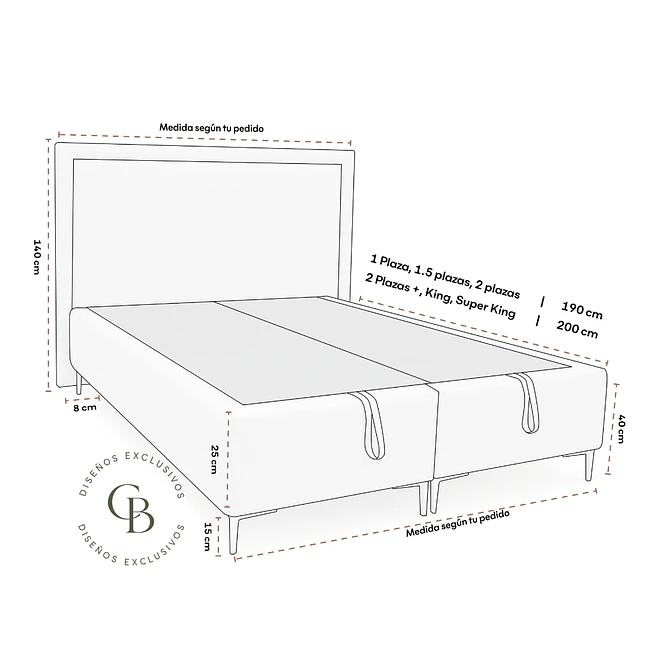 Cama Baúl con Respaldo Liso 6