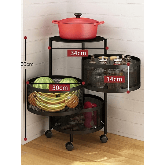 Cesta Giratoria De Metal Para Cocina 3 niveles