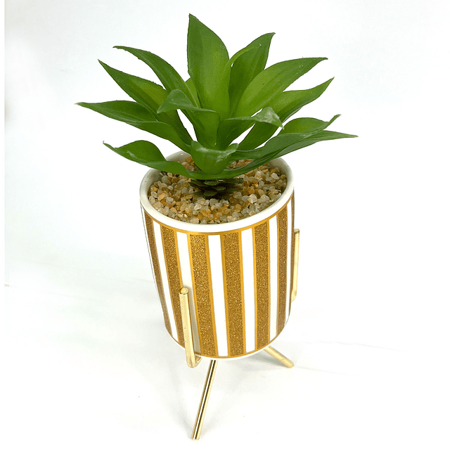 Planta Artificial Decorativa Suculenta Con Pedestal y Macetero