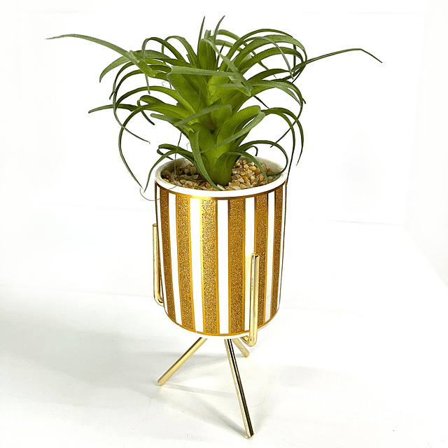 Planta Artificial Decorativa Suculenta Con Pedestal y Macetero