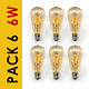 Pack de ampolletas LED Vintage Edison 6W