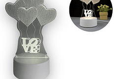 Lámpara 3D Globos De Corazón Love Base Blanca