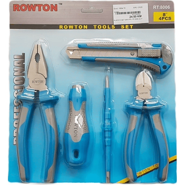Rowton Tools Set 4 Uds. (Alicate, Destornillador bidireccional y Cortador de chapa) 2