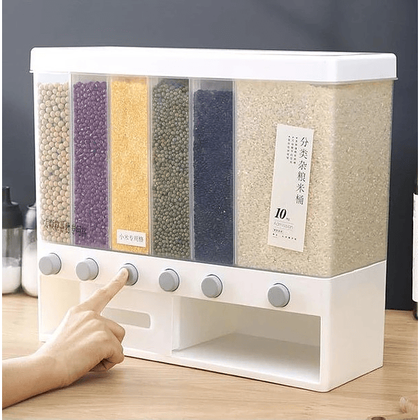 Dispensador De Cereales Pared Mesa 6 Espacios Granos Arroz 1