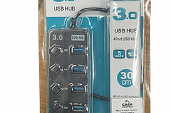 Hub Multiconector USB 3.0 con Cable de 30cm y 4 Puertos Conectividad Eficiente
