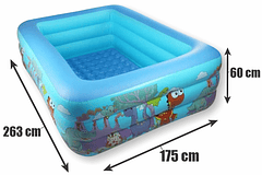 Piscina Inflable Rectangular para Niños 262cm x 175cm x 60cm